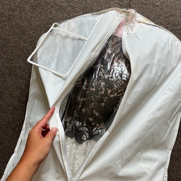 Mikael Aghal Black White Lace Evening Gown Wedding Floor Length Dress Women’s 4 - Picture 14 of 15